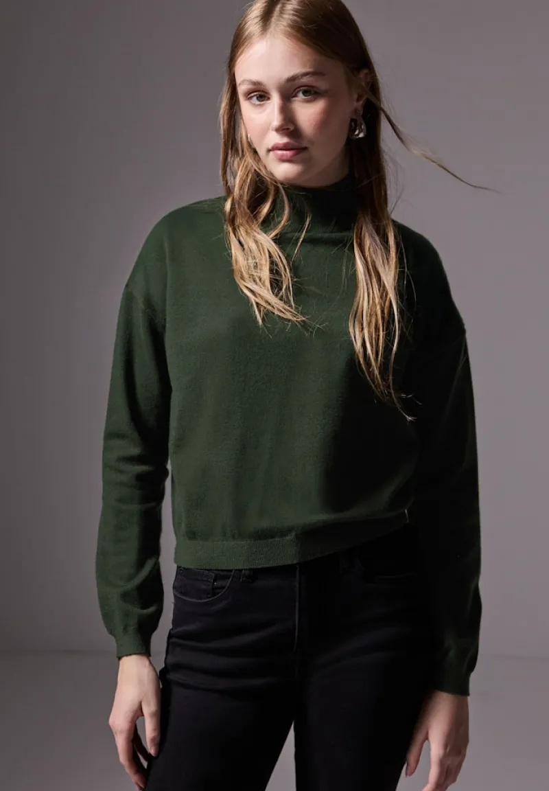 STREET ONE STUDIO Pullover & Sweatshirts*Kurzer Strickpullover oil green