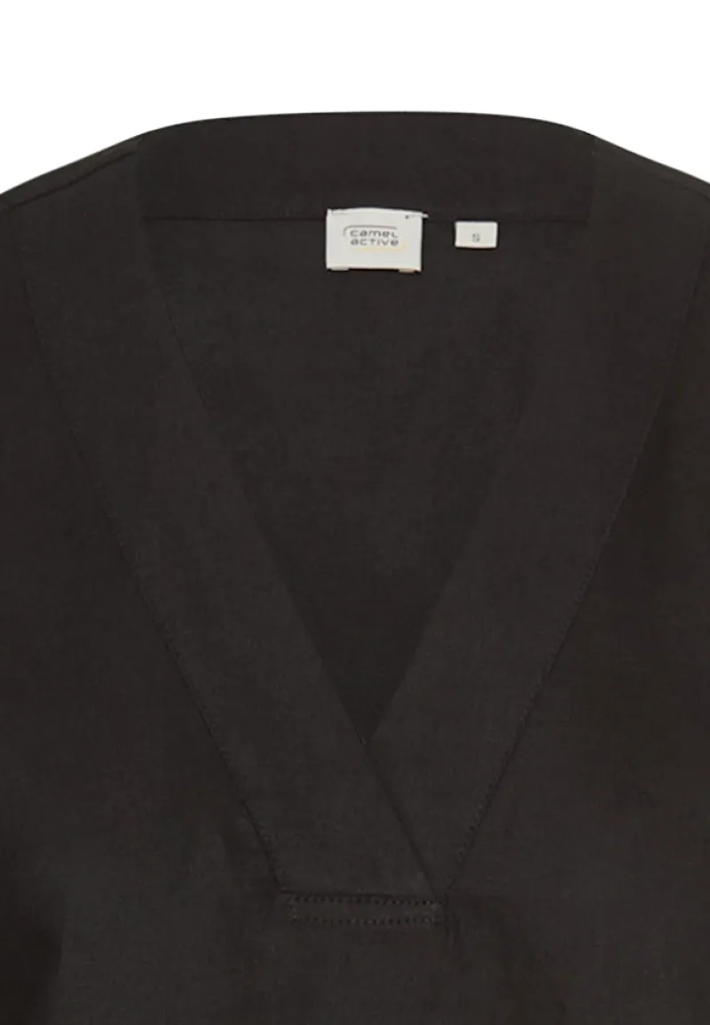 Camel Active Kleider*Kurzes Sommerkleid mit V-Ausschnitt caviar