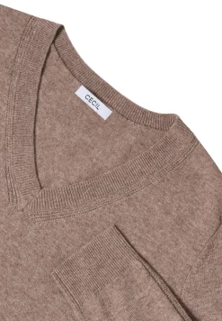Cecil Pullover & Sweatshirts*Kuscheliger V-Neck Pullover chocolate mousse melange
