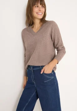 Cecil Pullover & Sweatshirts*Kuscheliger V-Neck Pullover chocolate mousse melange