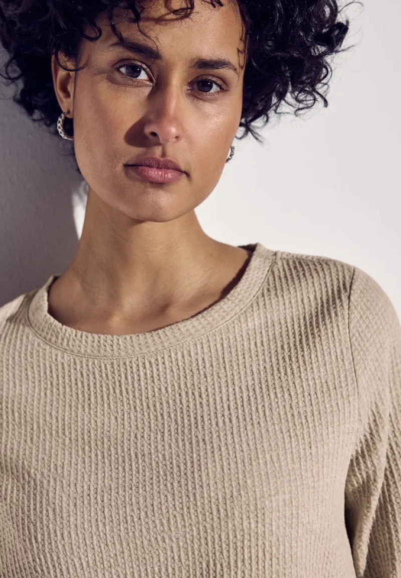 Street One Shirts*Kuscheliges Strukturshirt sheer beige mel.