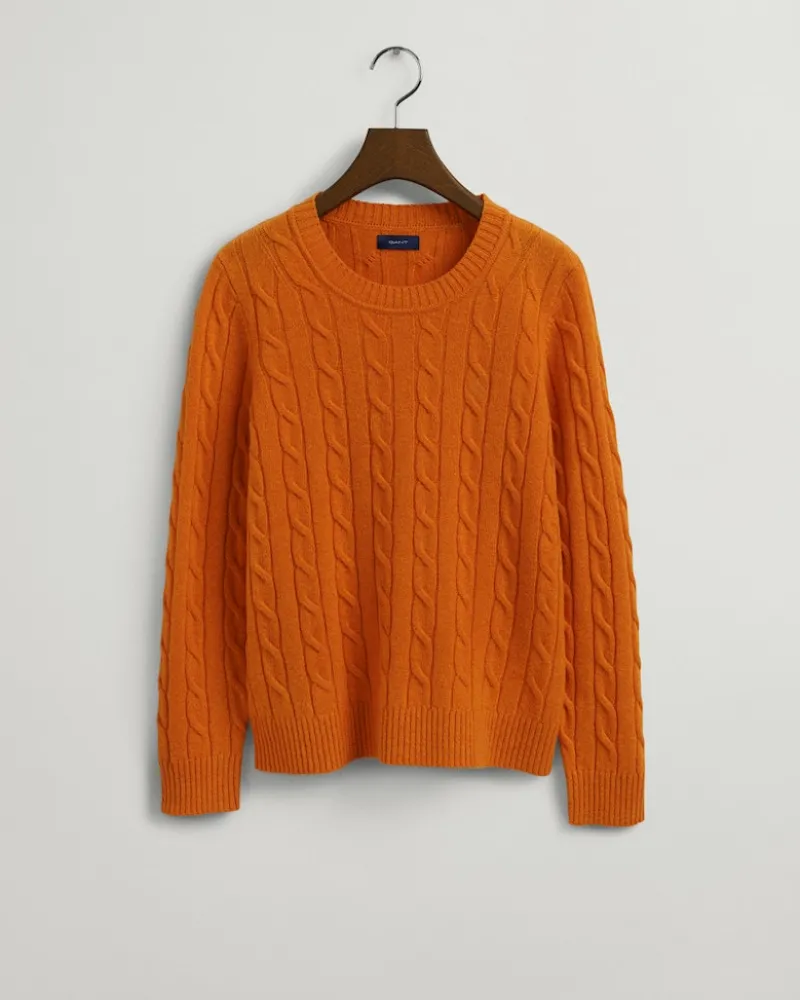 Gant Pullover & Sweatshirts*Lambswool Rundhalspullover mit Zopfmuster golden orange