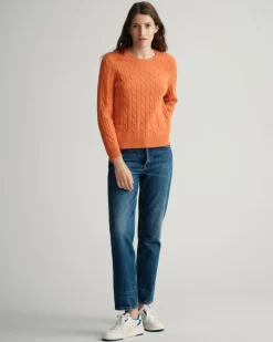 Gant Pullover & Sweatshirts*Lambswool Rundhalspullover mit Zopfmuster golden orange