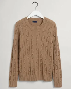 Gant Pullover & Sweatshirts*Lambswool Rundhalspullover mit Zopfmuster warm khaki