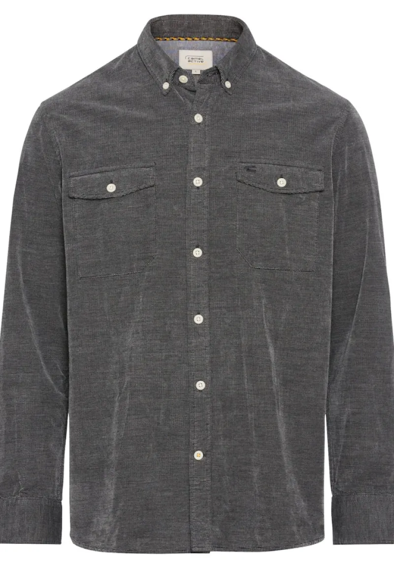 Camel Active Hemden|Big Boys*Langarm Hemd in Regular Fit aus Cord Asphalt