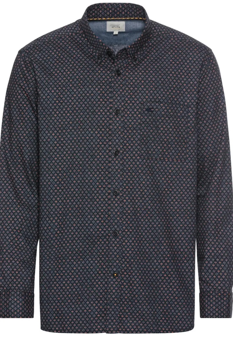 Camel Active Hemden|Big Boys*Langarmhemd mit Minimal-Print night blue