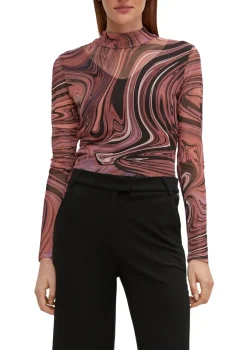 Comma Shirts*Langarmshirt aus Mesh olive