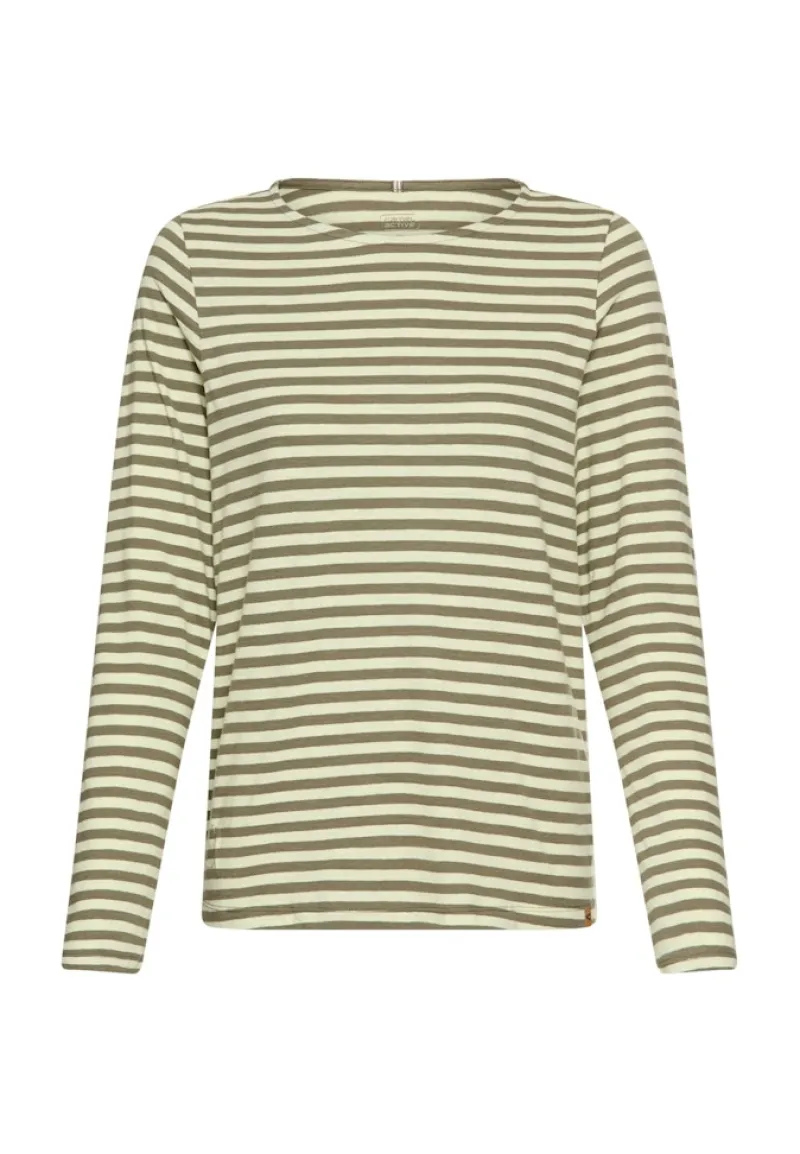 Camel Active Shirts*Langarmshirt aus reiner Baumwolle shadow khaki stripes
