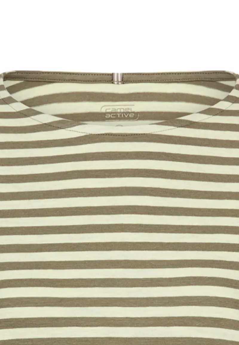 Camel Active Shirts*Langarmshirt aus reiner Baumwolle shadow khaki stripes