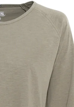 Camel Active Shirts*Langarmshirt aus reiner Baumwolle light khaki