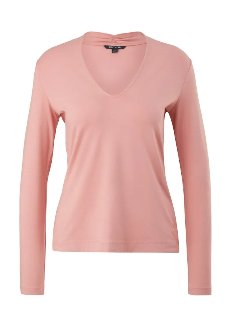 Comma Shirts*Langarmshirt aus Viskosestretch pink