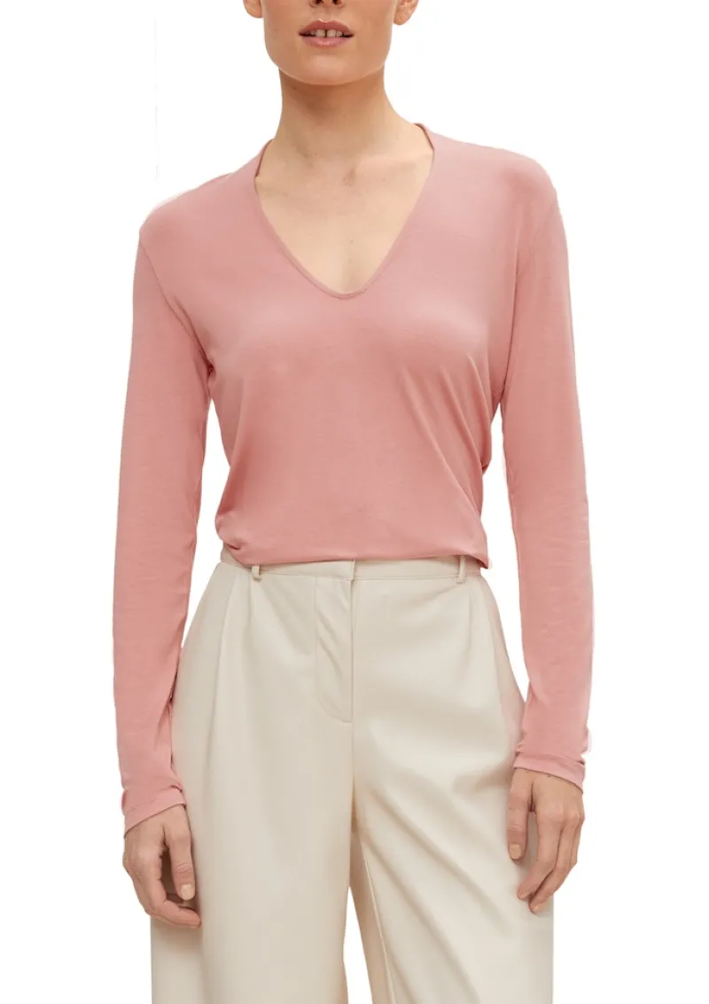 Comma Shirts*Langarmshirt aus Viskosestretch pink