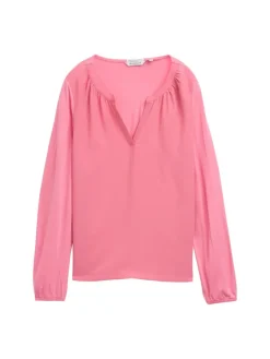 Tom Tailor Blusen*Langarmshirt im Material-Mix bright rose