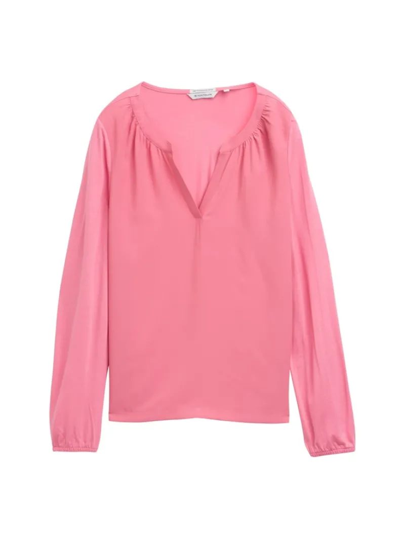 Tom Tailor Blusen*Langarmshirt im Material-Mix bright rose