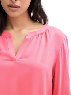 Tom Tailor Blusen*Langarmshirt im Material-Mix bright rose