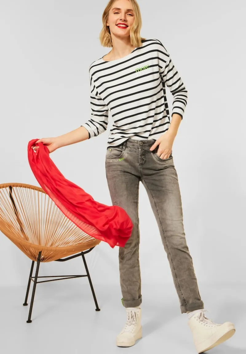 Street One Shirts*Langarmshirt im Streifenmix off white