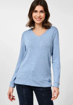 Cecil Pullover & Sweatshirts*Langarmshirt in Unifarbe tender blue melange