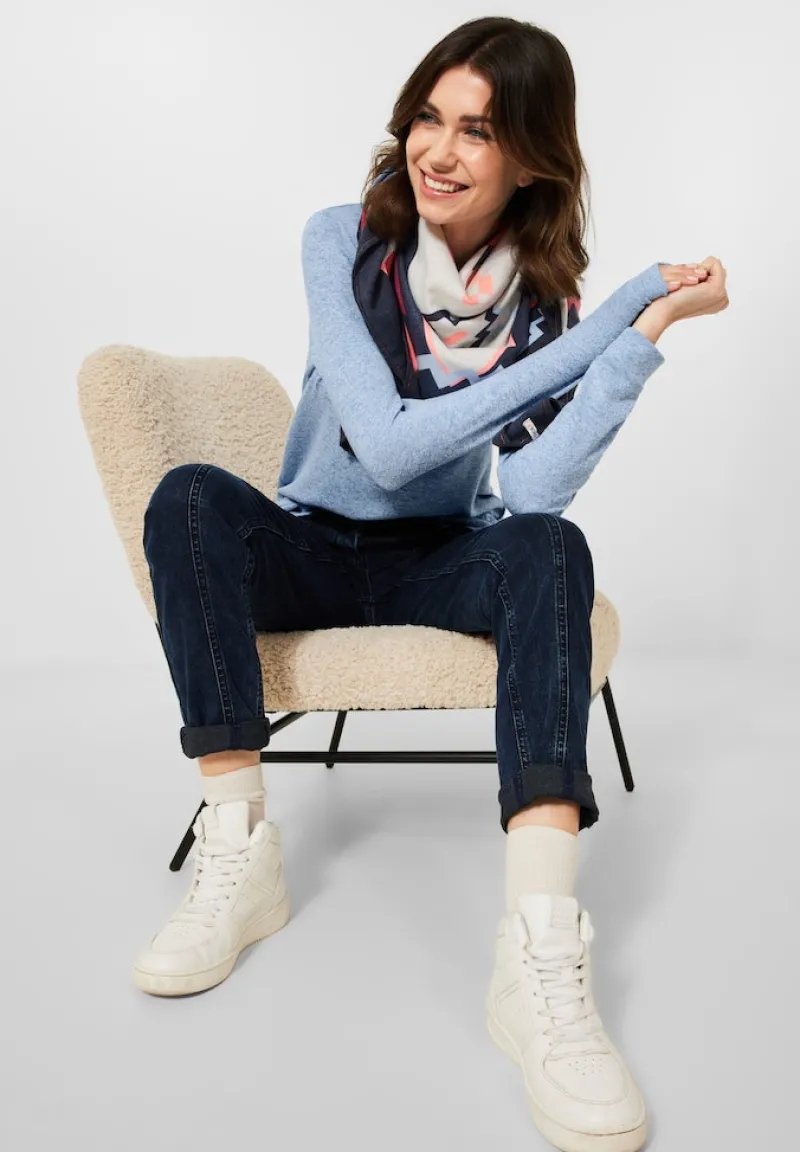 Cecil Pullover & Sweatshirts*Langarmshirt in Unifarbe tender blue melange