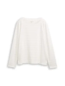 Tom Tailor Shirts*Langarmshirt mit Glitzer-Streifenmuster white stripe with lurex