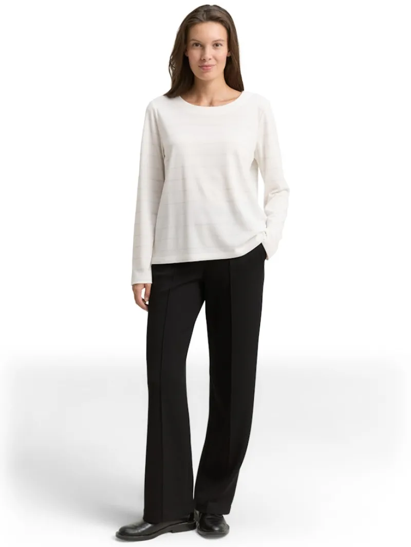 Tom Tailor Shirts*Langarmshirt mit Glitzer-Streifenmuster white stripe with lurex