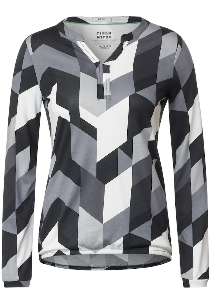 Cecil Shirts*Langarmshirt mit Grafikprint Black