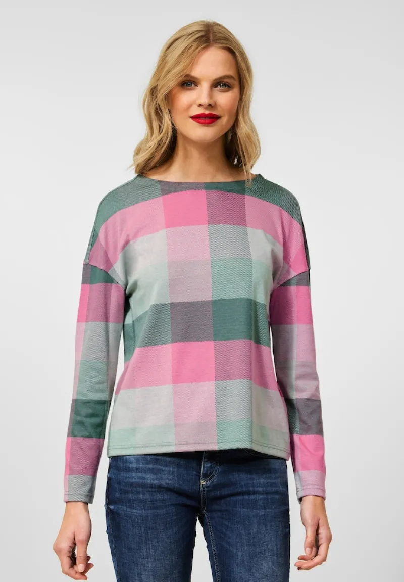 Street One Shirts*Langarmshirt mit Karomuster dark clary mint