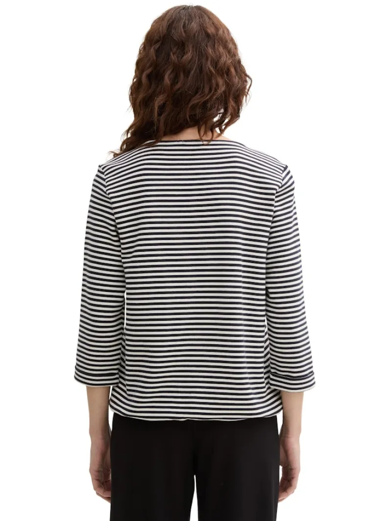 Tom Tailor Shirts*Langarmshirt mit Knopf-Details offwhite navy regular stripe