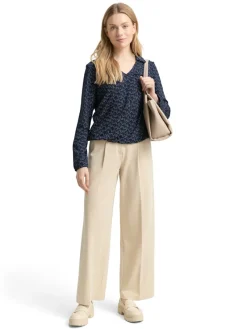 Tom Tailor Shirts*Langarmshirt mit Polokragen small blue wave print