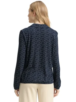 Tom Tailor Shirts*Langarmshirt mit Polokragen small blue wave print