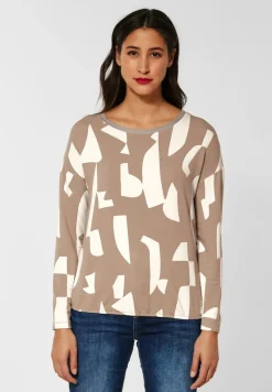 Street One Shirts*Langarmshirt mit Print buff sand