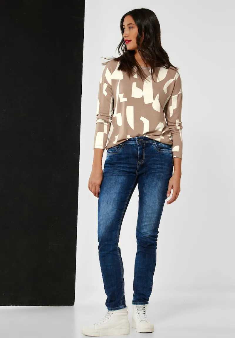 Street One Shirts*Langarmshirt mit Print buff sand