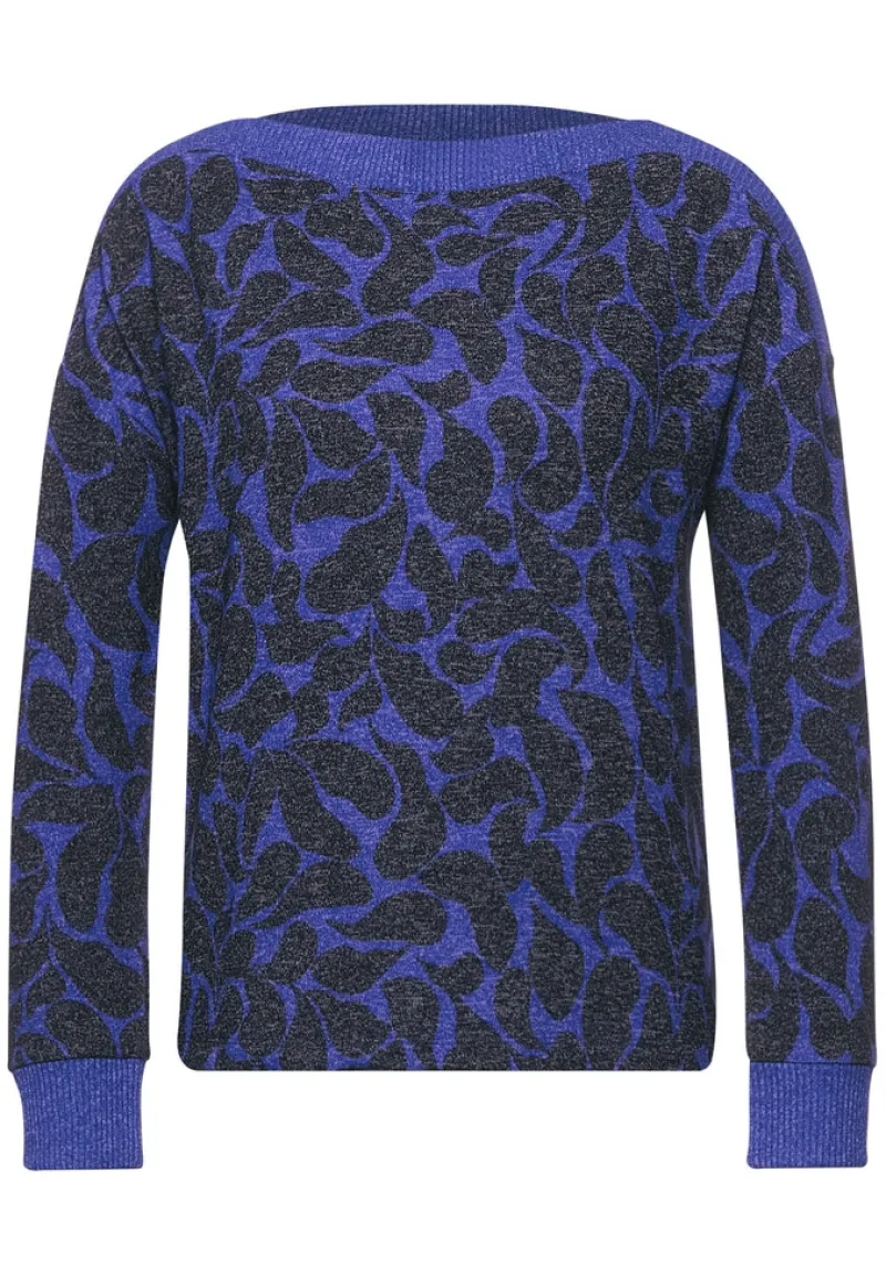 Street One Shirts*Langarmshirt mit Print eminent blue melange