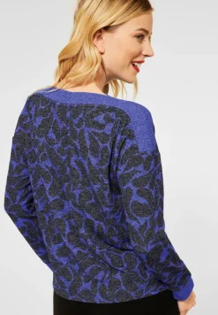 Street One Shirts*Langarmshirt mit Print eminent blue melange