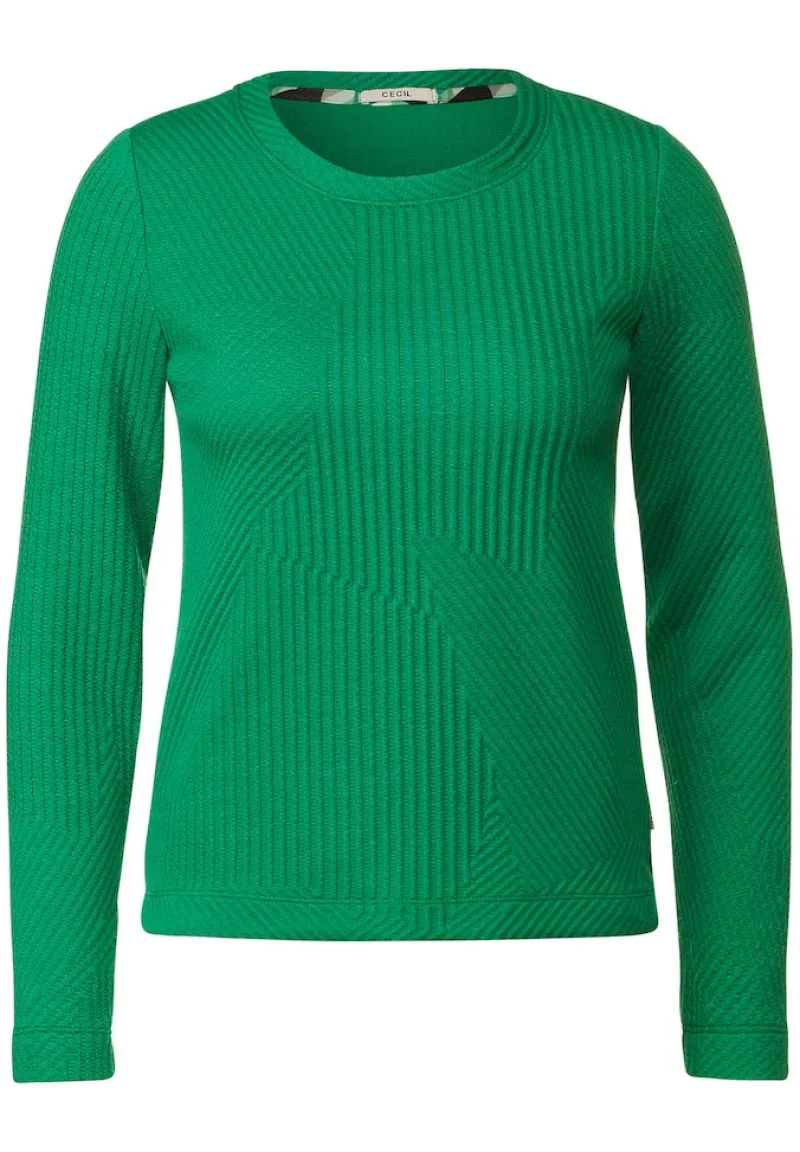 Cecil Shirts*Langarmshirt mit Struktur easy green