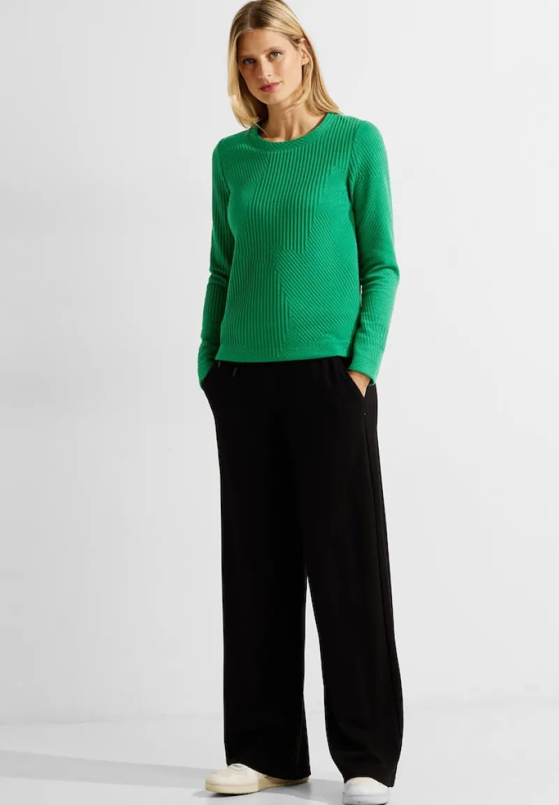 Cecil Shirts*Langarmshirt mit Struktur easy green