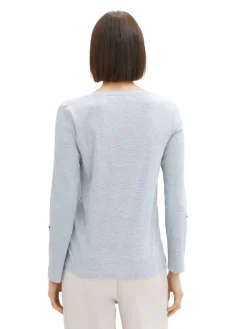 Tom Tailor Shirts*Langarmshirt mit Turn-Up-Funktion offwhite navy small stripe