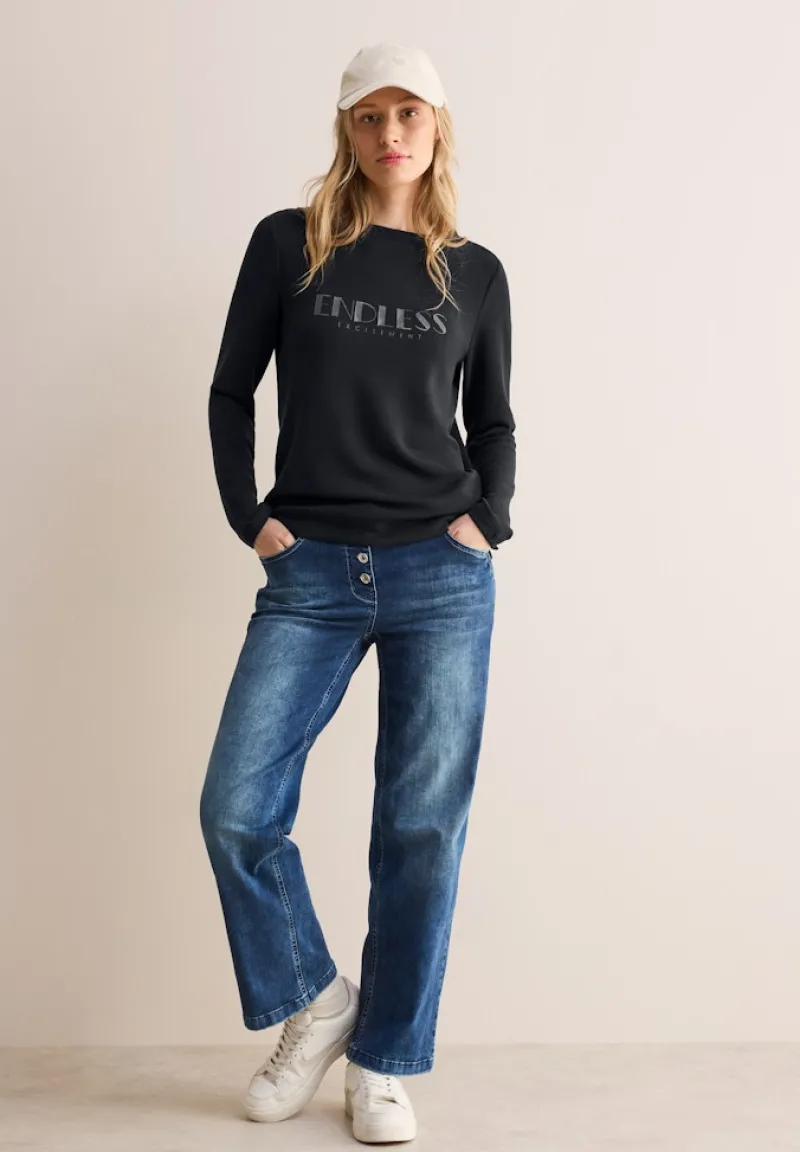 Cecil Shirts*Langarmshirt mit Wording Black