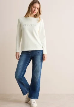 Cecil Shirts*Langarmshirt mit Wording vanilla white