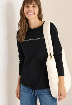 Cecil Shirts*Langarmshirt mit Wording Black