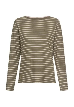 Camel Active Shirts*Langarm-T-Shirt aus Bio-Baumwolle shadow khaki stripes