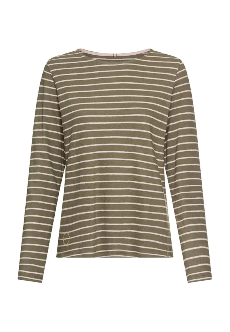 Camel Active Shirts*Langarm-T-Shirt aus Bio-Baumwolle shadow khaki stripes