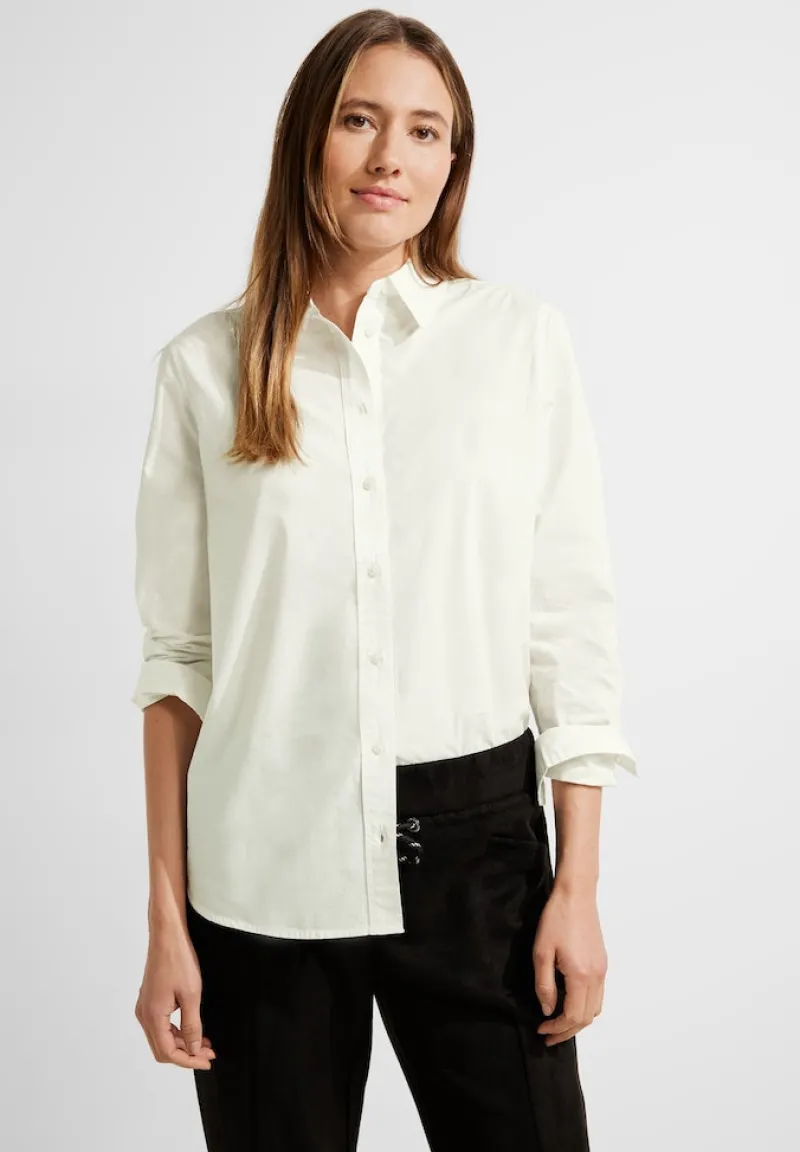 Cecil Blusen*Lange Bluse aus Baumwolle vanilla white