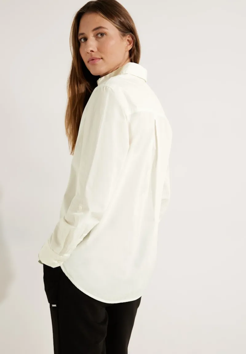 Cecil Blusen*Lange Bluse aus Baumwolle vanilla white