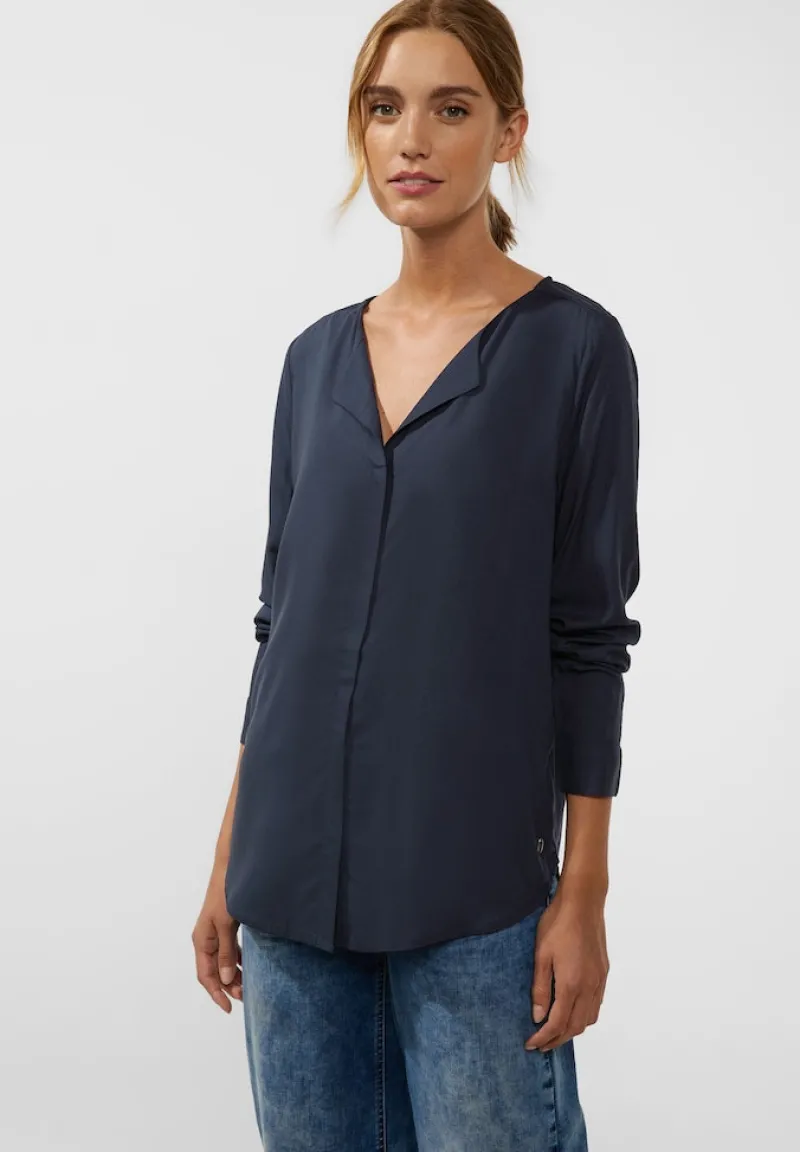 Street One Blusen*Lange Bluse in Unifarbe deep blue