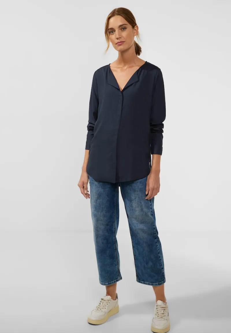 Street One Blusen*Lange Bluse in Unifarbe deep blue