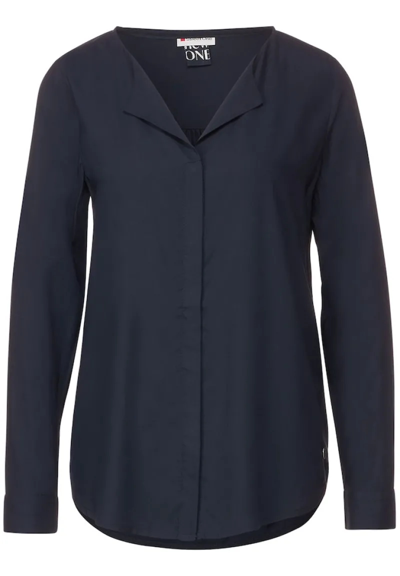 Street One Blusen*Lange Bluse in Unifarbe deep blue