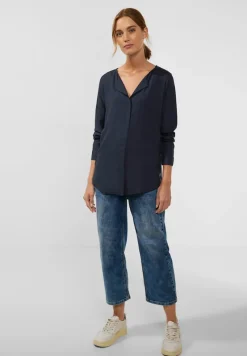 Street One Blusen*Lange Bluse in Unifarbe deep blue