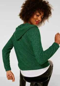 Street One Shirts*Legerer Hoodie Cardigan timeless green melange