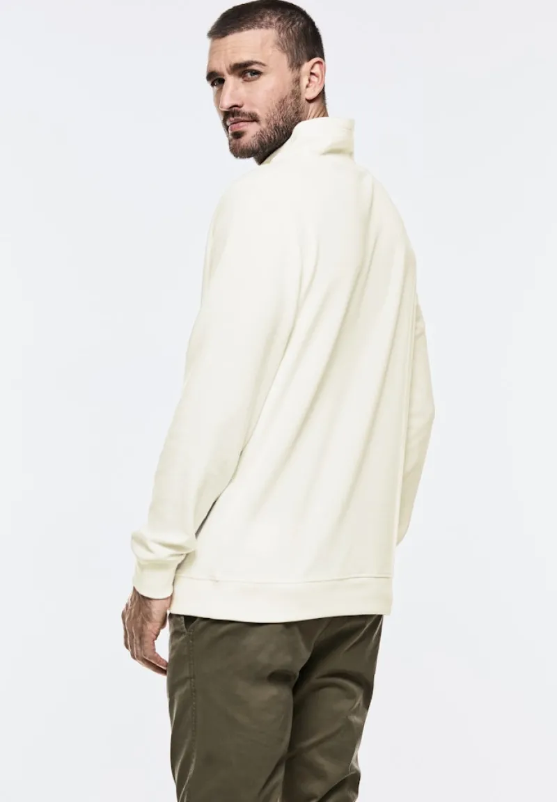 Street One Men Pullover & Sweatshirts|Big Boys*Leichter Schalkragen Sweat pearl white