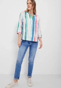 Cecil Blusen*Leinen Streifenbluse white